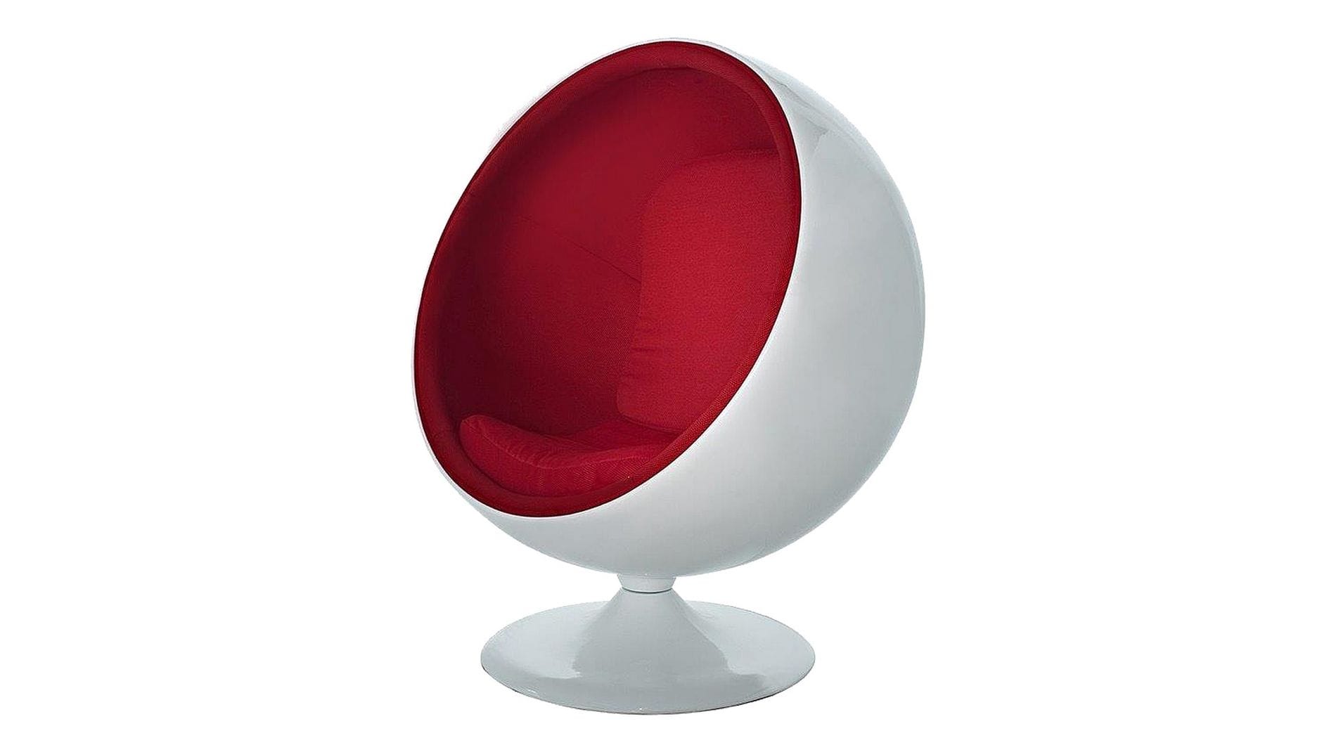 Кресло Eero Ball Chair Бело-красное Шерсть