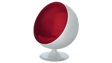 Кресло Eero Ball Chair Бело-красное Шерсть