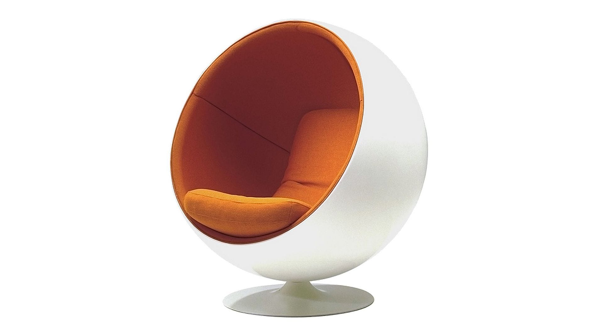 Кресло Eero Ball Chair Бело-оранжевое Шерсть