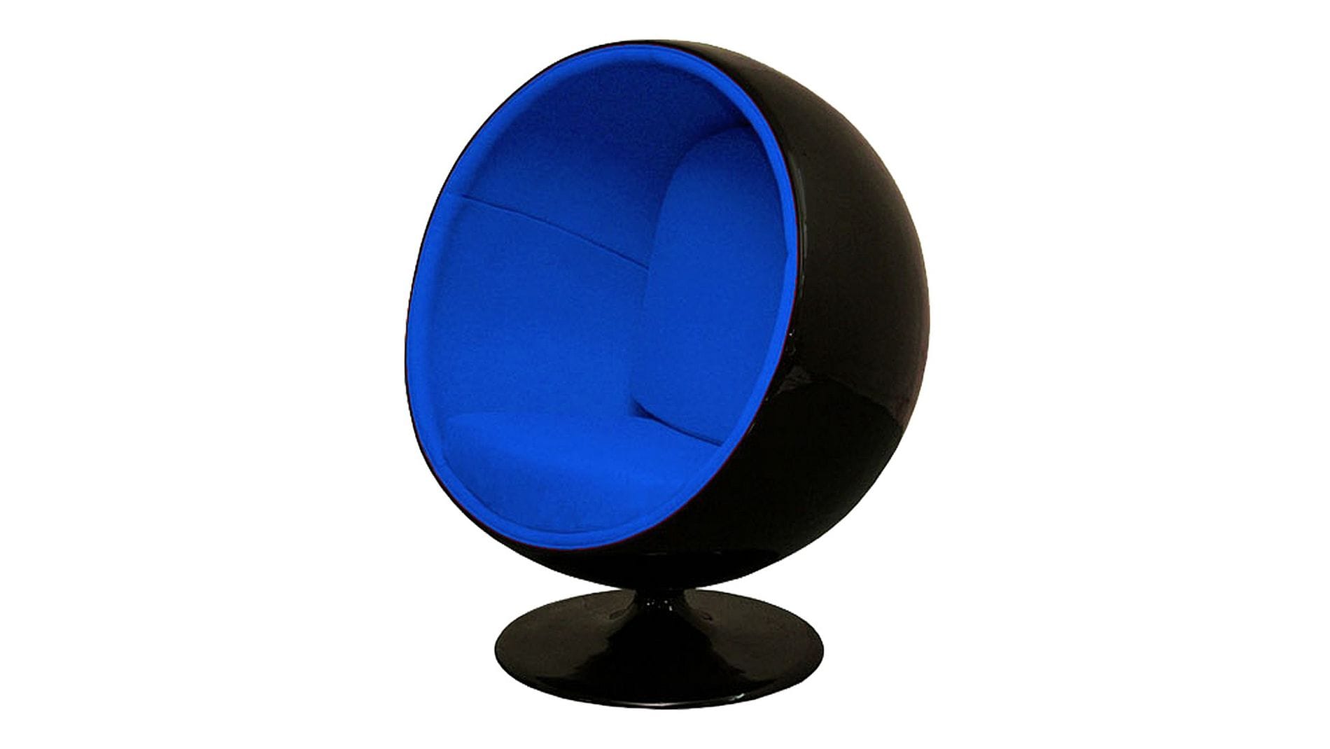 Кресло Eero Ball Chair Черно-синее Шерсть