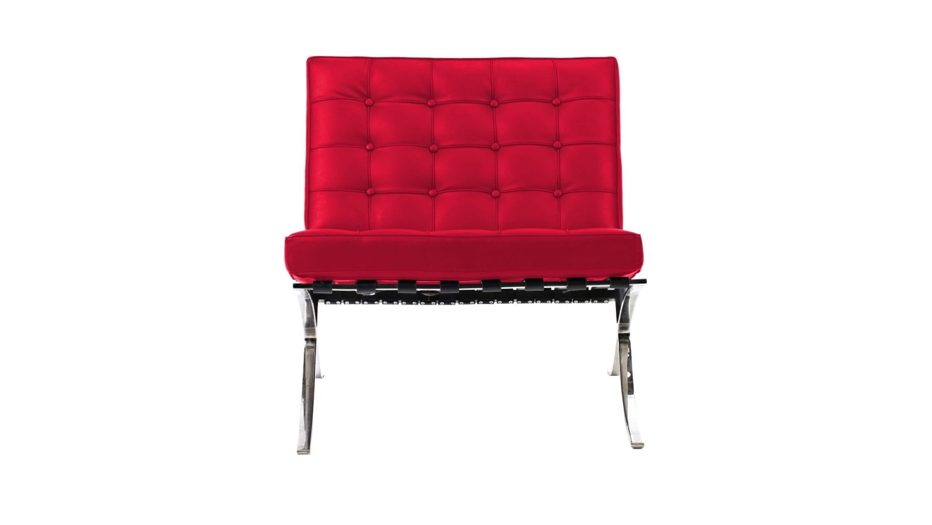 Кресло Barcelona Chair Красная Экокожа Р