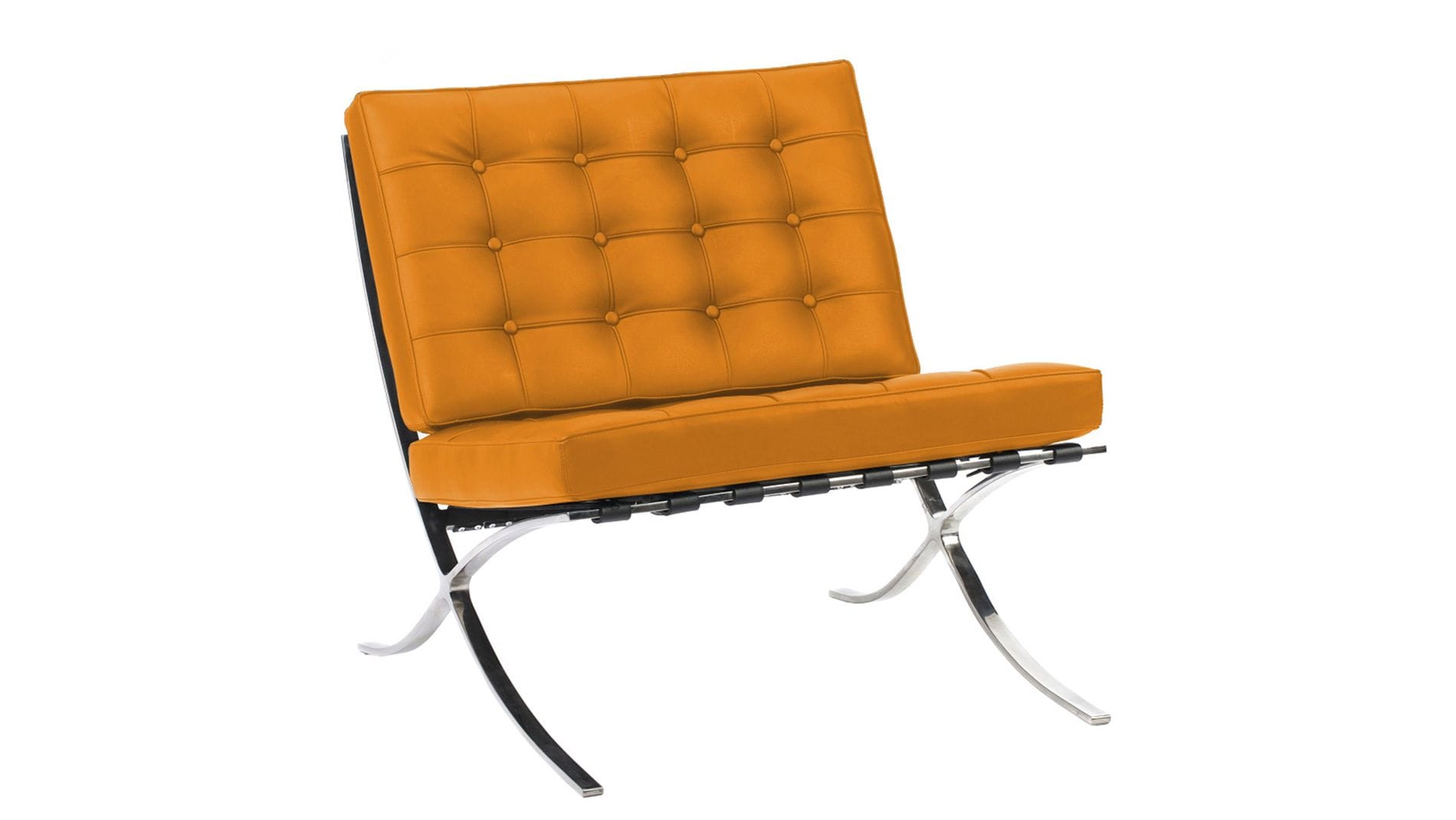 Кресло Barcelona Chair Оранжевая Кожа Класса Премиум Р