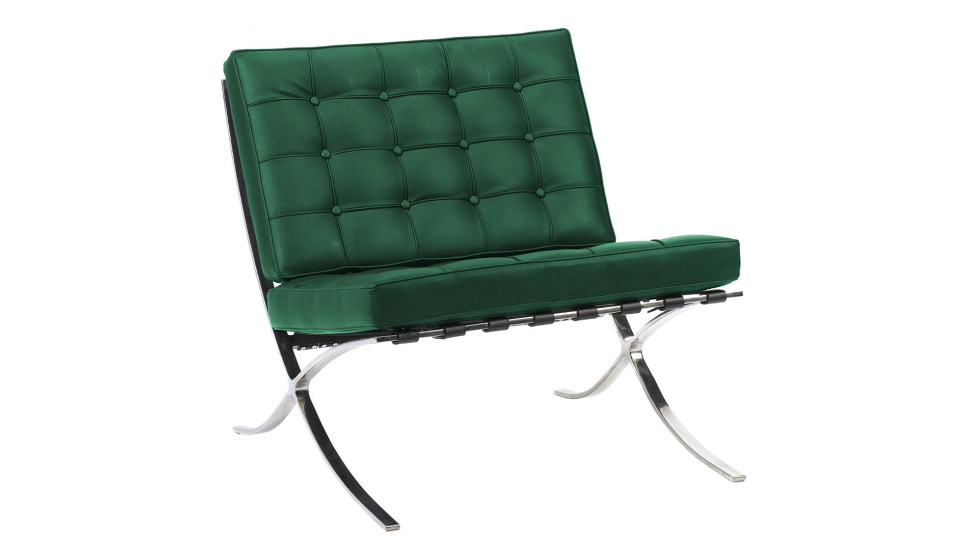 Кресло Barcelona Chair Зелёная Экокожа Р