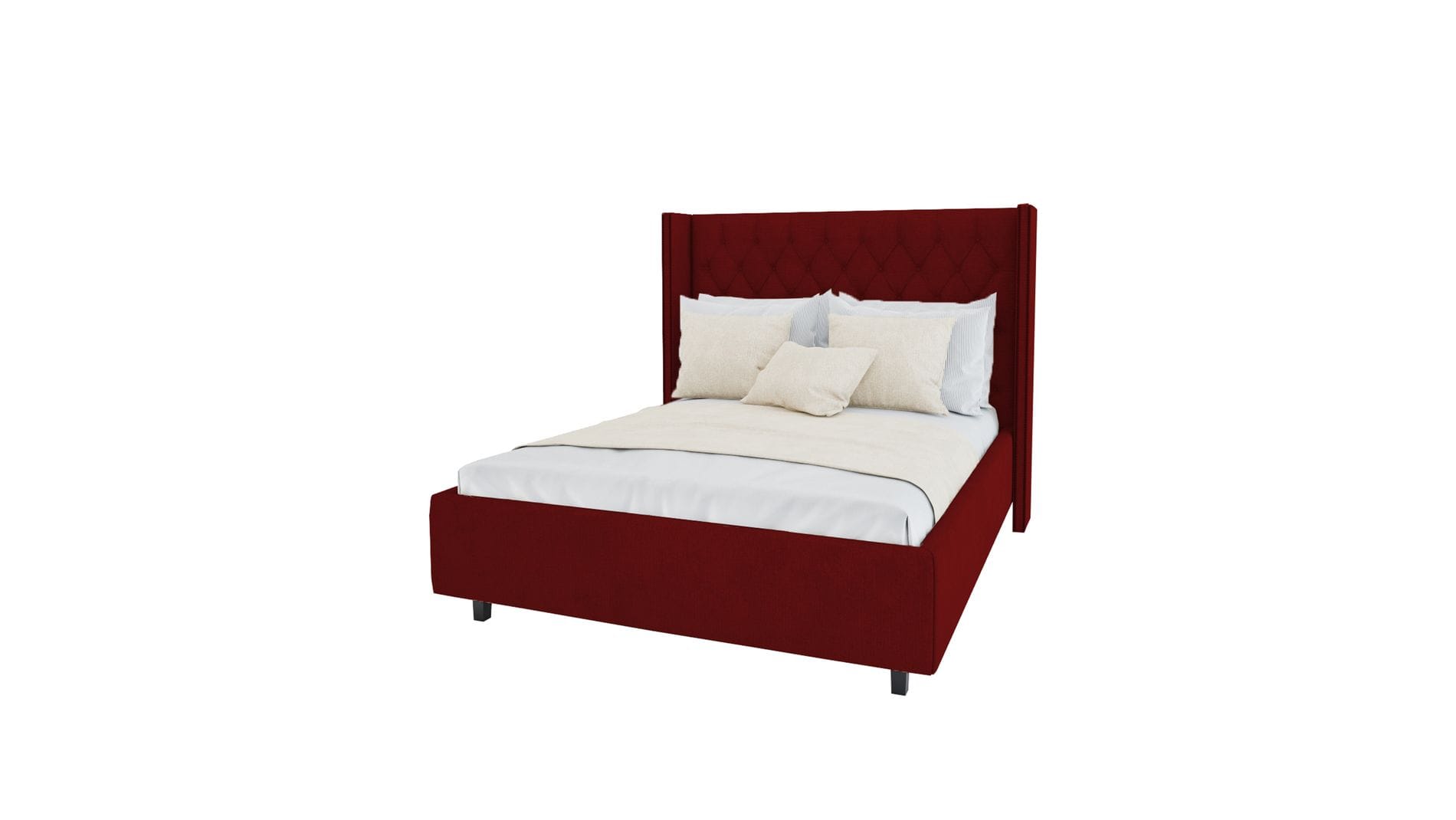 Кровать с декоративными гвоздиками Wing 180х200 Велюр Красный Р