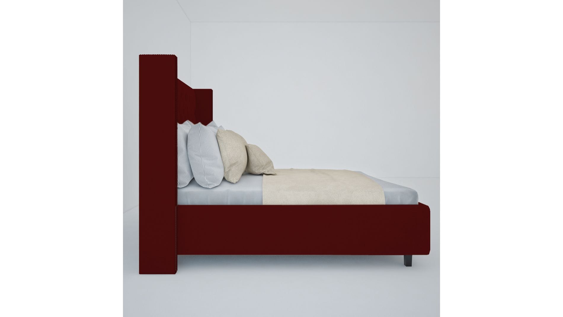Кровать с декоративными гвоздиками Wing 180х200 Велюр Красный Р