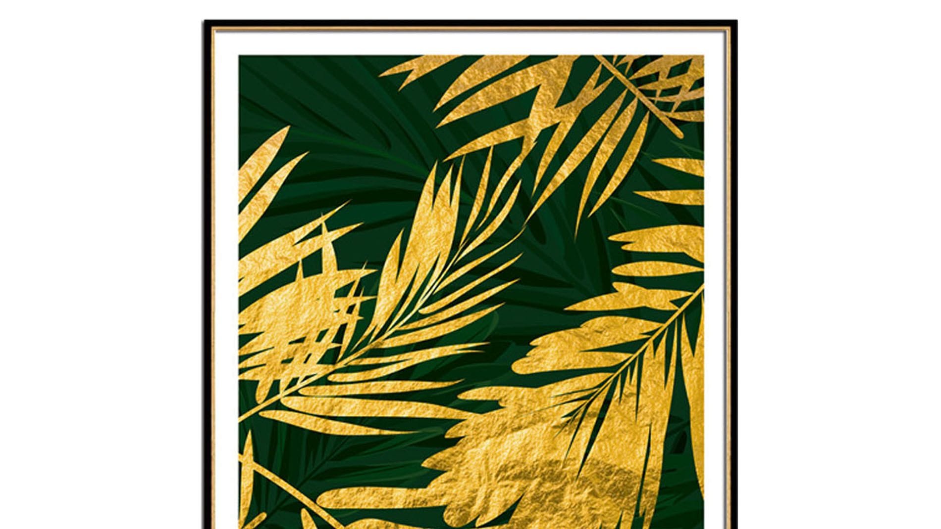 Постер для интерьера золотые листья пальмы-2 60х80 см