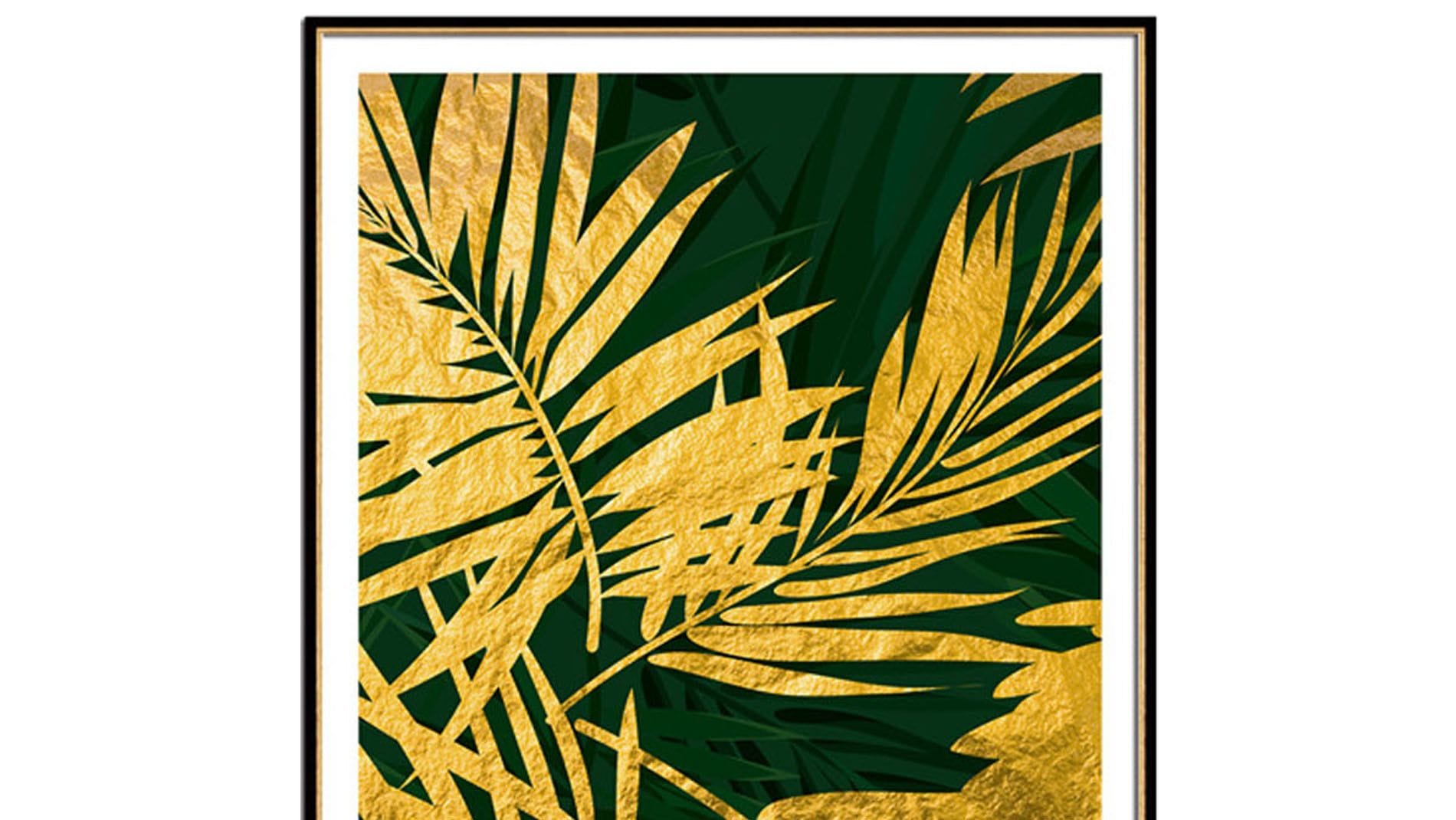 Постер для интерьера золотые листья пальмы-3 60х80см
