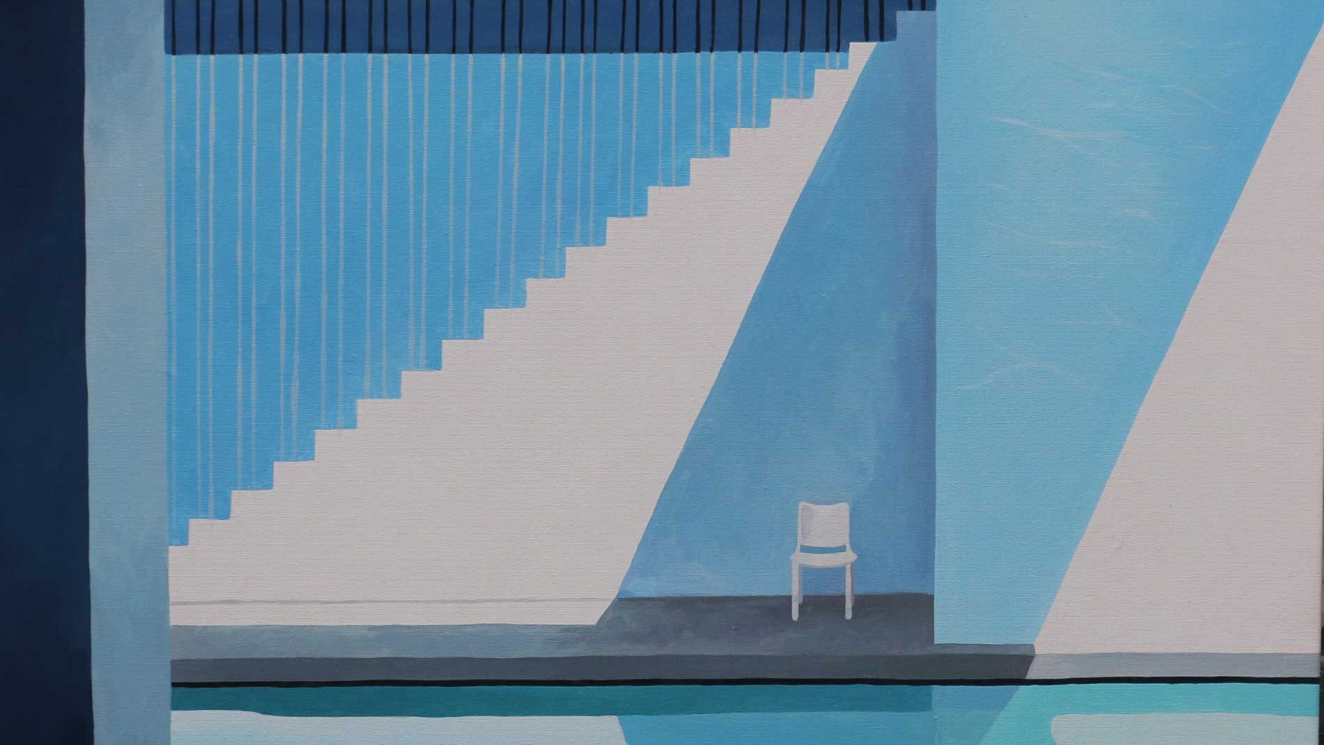 Картина на холсте стул у бассейна