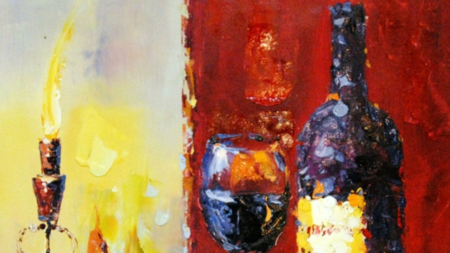 Картина маслом Вино и свечи - 2 