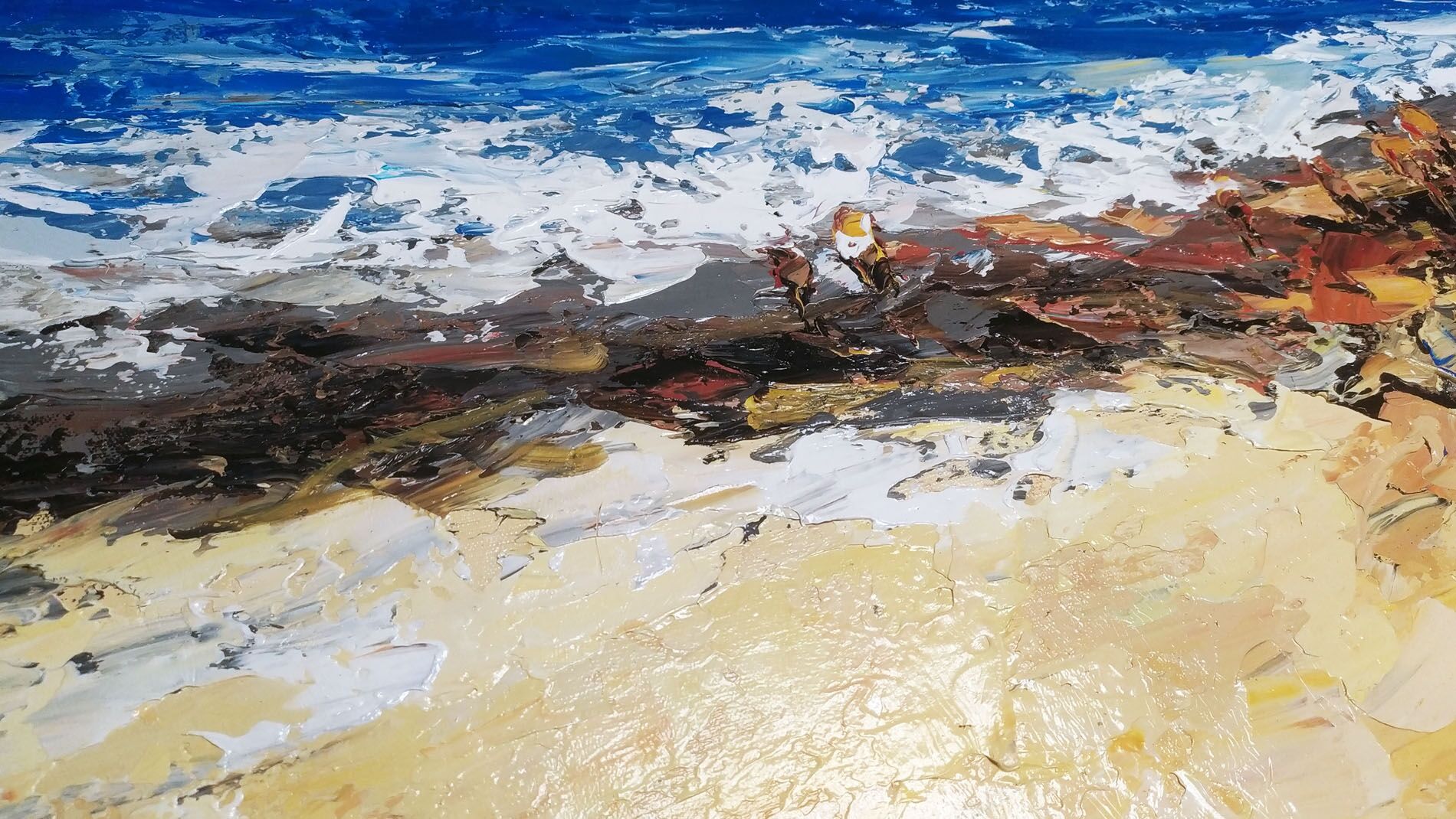 Картина маслом Люди на пляже 